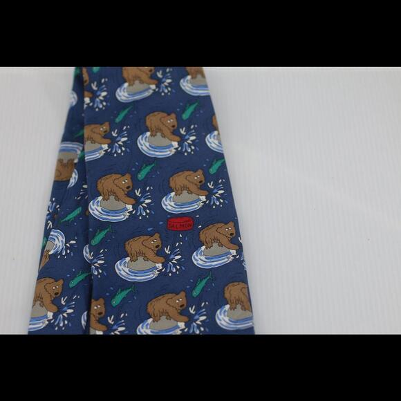 Ian hoot the rack salmon & bear silk tie - Picture 3 of 6